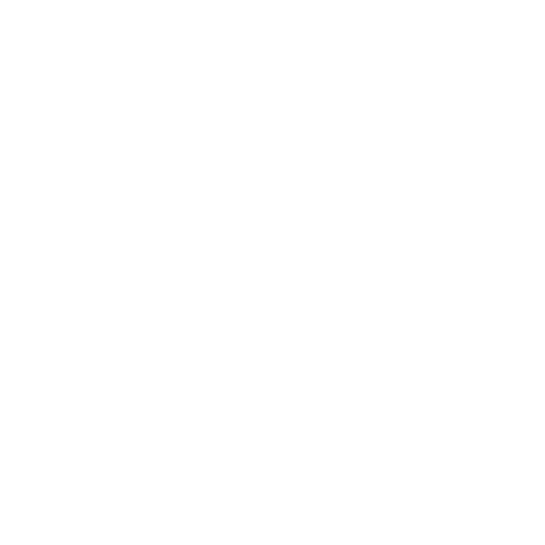 Eine weiße Illustration von einer Gabel und einem Messer, die sich überkreuzen.